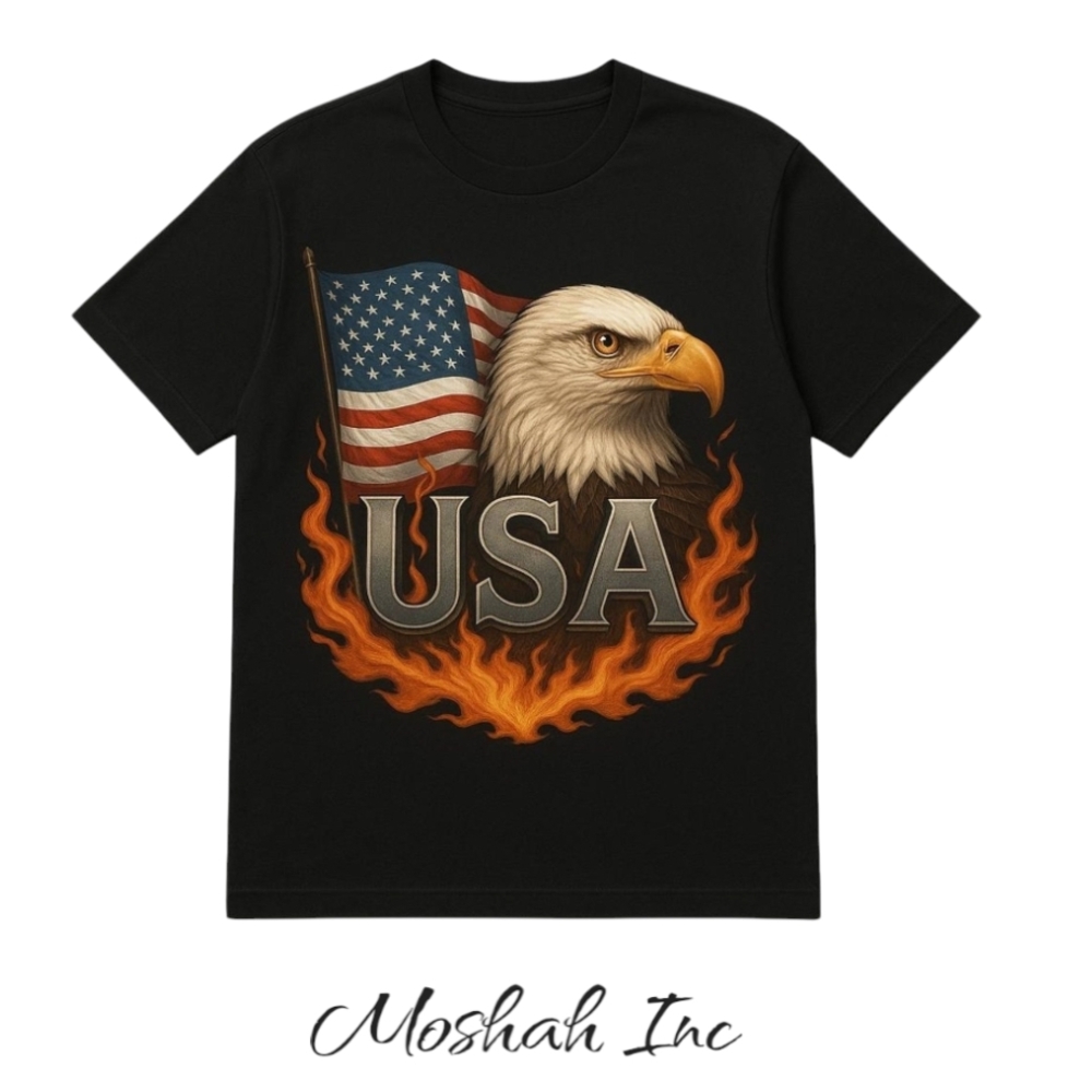 American Apparel Fireborn Eagle Tshirt Black Size 2XL